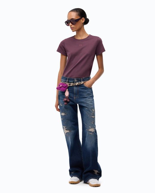 Pinko Blue Wide-Leg Jeans With Rips