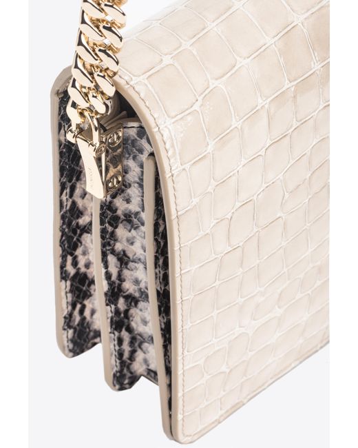 Pinko Natural Galleria Classic Love Bag Click In Crocodile- And Reptile-print Leather