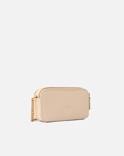 Piccola Borsa A Tracolla Con Logo Love Birds di Pinko in Natural