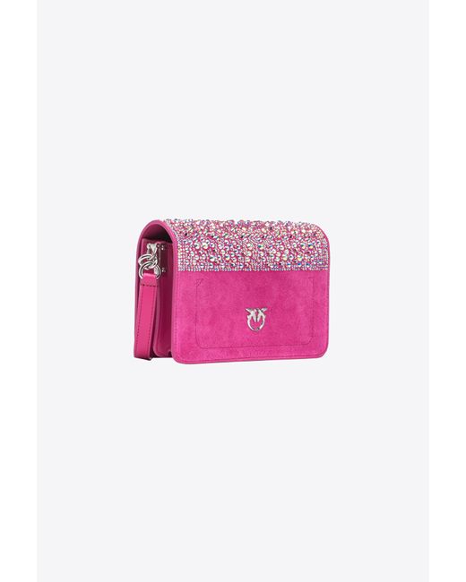 Pinko Pink Galleria Full-Rhinestone Mini Love Bag Click, Fuchsia-Shiny Nickel