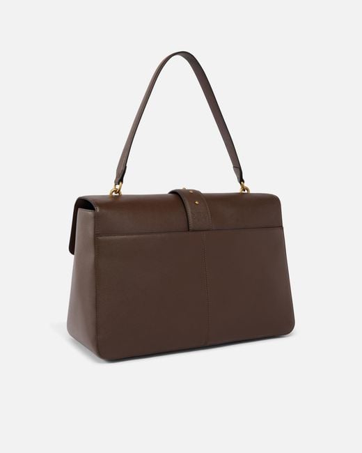 Pinko Brown Leather Maxi Love Bag Slouchy Shoulder Bag