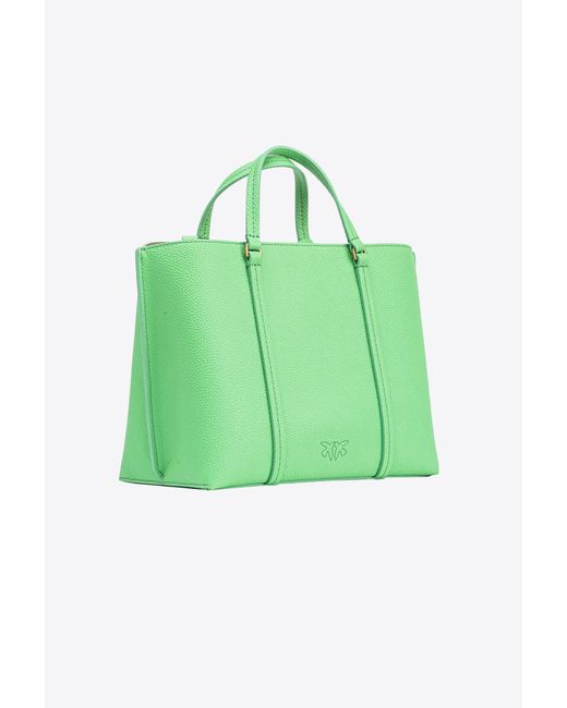 Pinko Green Classic Tumbled Leather Shopper Bag
