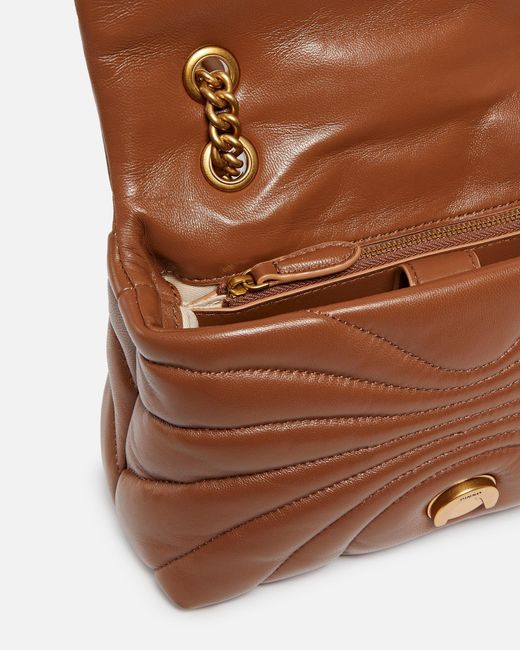 Pinko Brown Love Bag Puff Butterfly Mini Nappa Leather Crossbody Bag