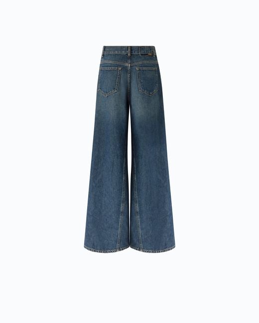 Pinko Blue Flared Jeans With Super Wide Leg