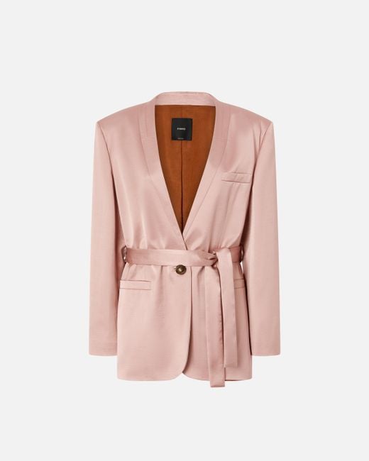 Pinko Pink Special-occasion Satin Blazer With Belt