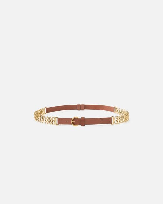 Pinko White Belt With Chain Insert, 2 Cm