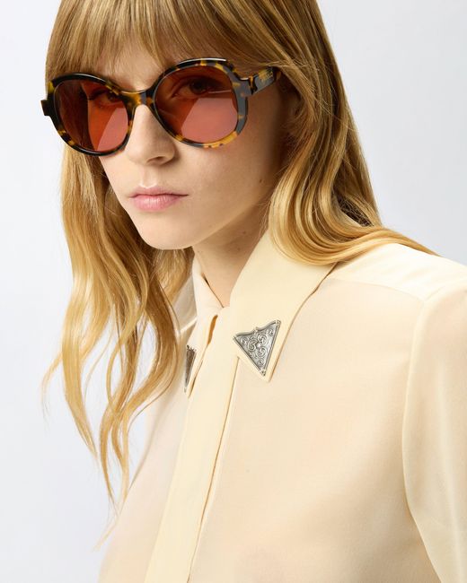 Pinko Natural Semi-Sheer Shirt With Metallic Details