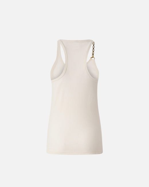 Pinko White Sleeveless Top With Chain