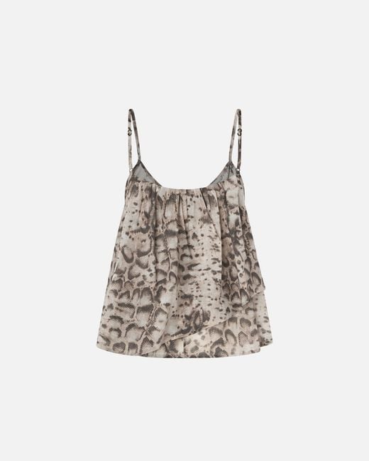 Pinko White Top With Spaghetti Straps And Snake Print