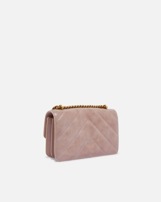 Pinko Pink Used-Effect Leather Crossbody Love Bag Mini, /Dusty-Antique