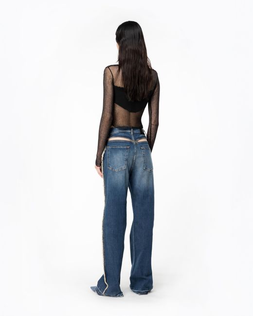 Pinko Wide-Leg Jeans With Cut-Out in Blue | Lyst