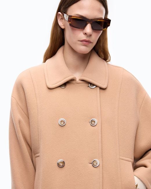 Pinko Natural Double-Breasted Pea Coat