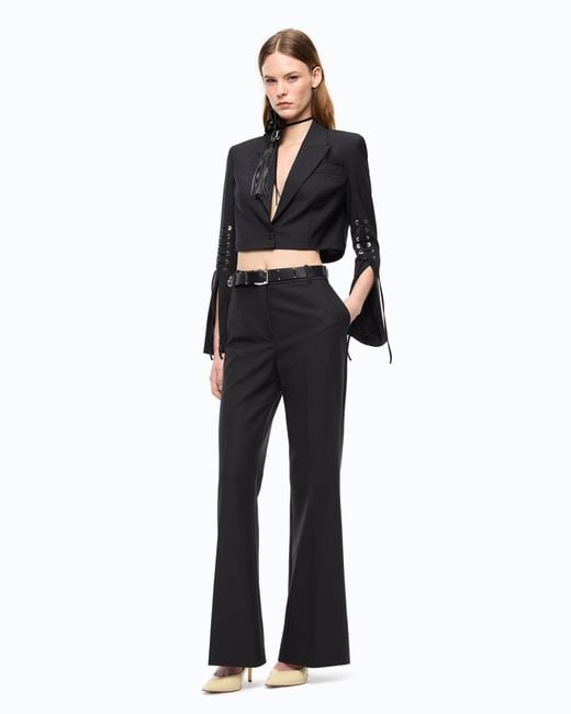 Pinko Black Tailored Wool Crêpe Trousers