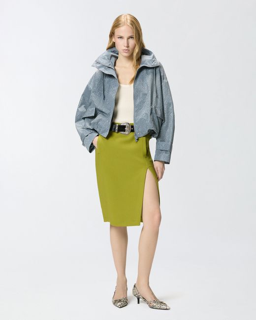 Pinko Blue Blouson Jacket With All-Over Micro Studs