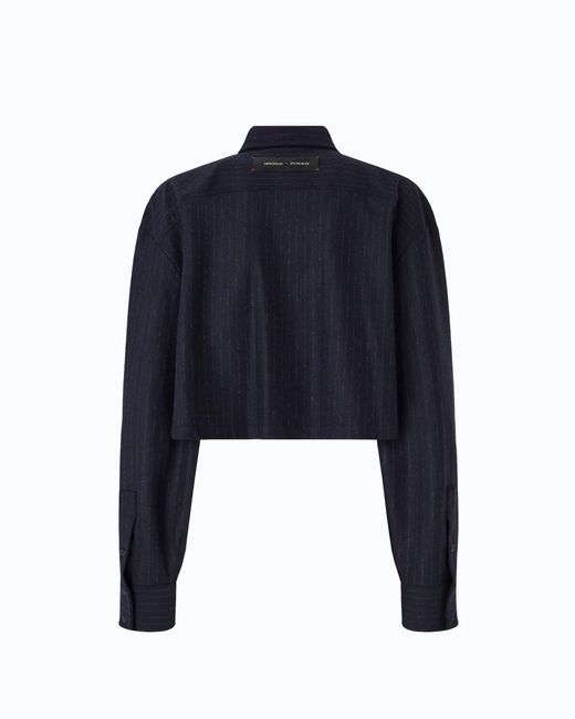 Pinko Blue Pinstriped Cropped Shirt