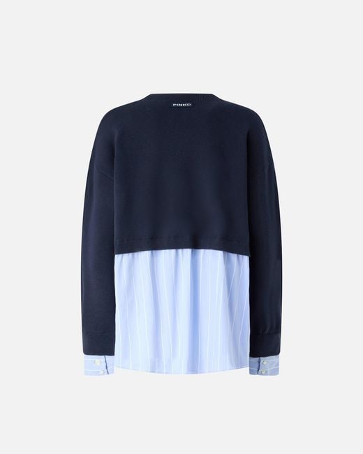 Pinko Blue Sweater With Shirt Insert
