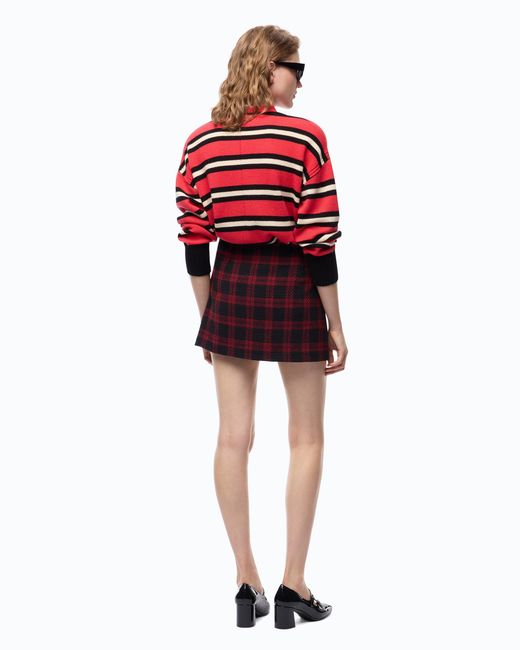 Pinko White Wrap Mini Skirt With Check Pattern