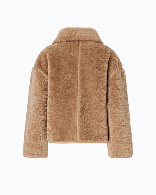 Pinko Brown Shearling-Effect Pea Coat