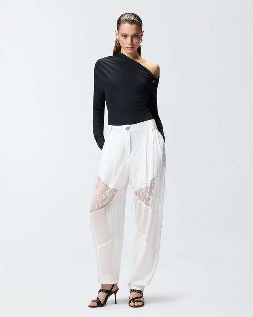Pinko Black Bodysuit With Asymmetric Neckline