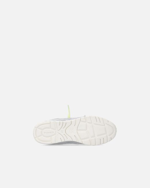 Pinko White Laminated Sneakers With Double Laces And Jewel Details