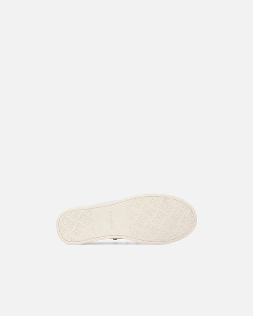 Pinko White Leather Moccasins With Jewel Details