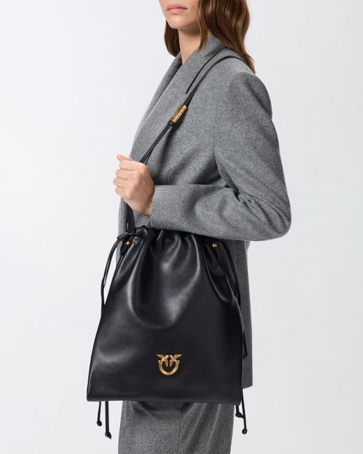 Borsa A Spalla Media Slouchy Bag Verticale di Pinko in Black