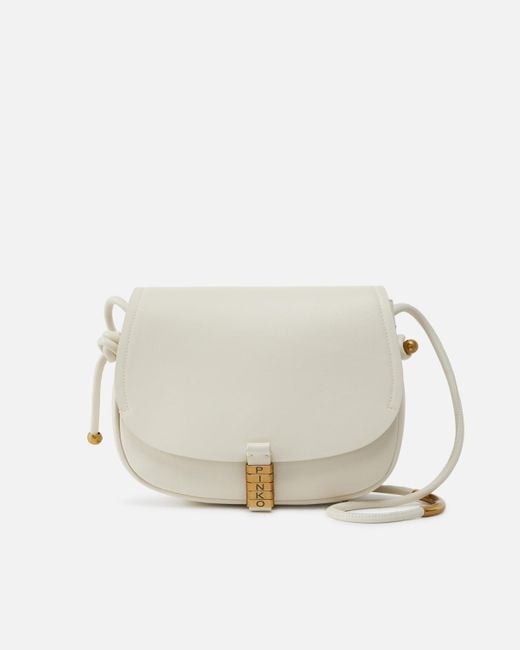 Pinko White Large Leather Crossbody Bag With Knots