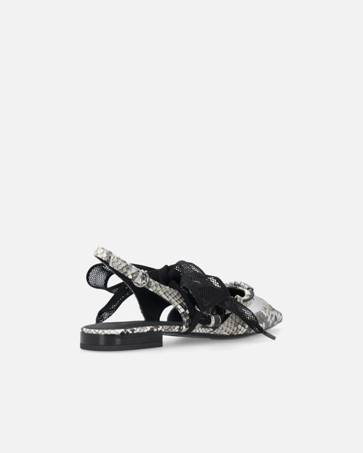 Pinko White Slingback Ballerinas With Python Print And Ties