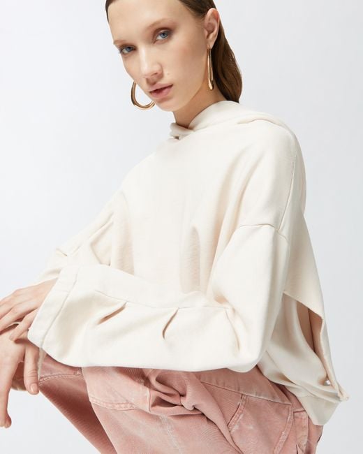 Sudadera Oversize Con Detalles De Sarga Pinko de color White