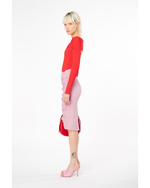 Pinko Red Ribbed Sweater With Cut-out