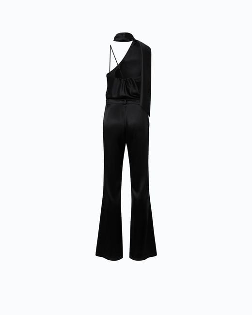 Pinko Black Long Satin Jumpsuit With Sash