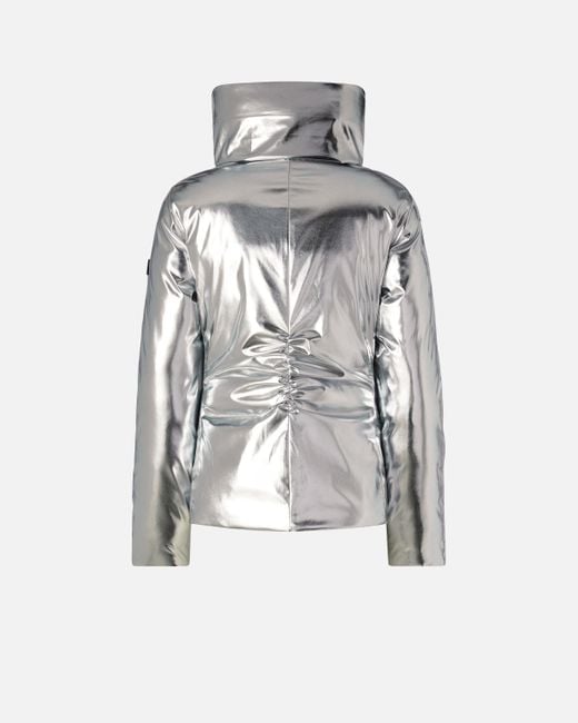 Pinko Metallic Down Jacket In Mirror-effect Fabric