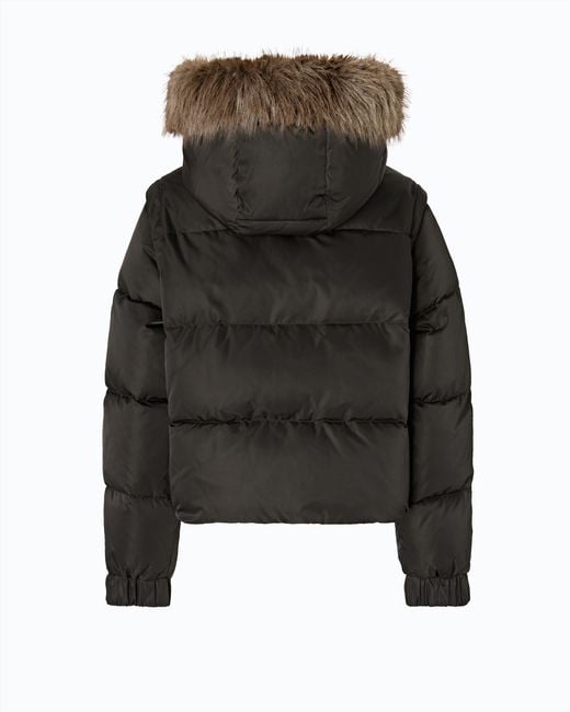 Pinko Black Short Down Jacket With Detachable Sleeves