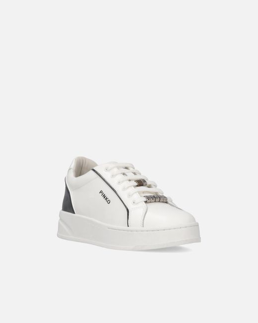 Pinko White Leather Sneakers With Logo