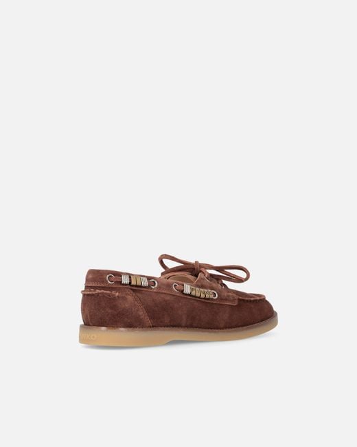 Pinko White Suede Moccasins With Jewel Details