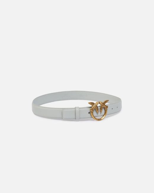 Pinko White Love Birds Leather Belt 3Cm