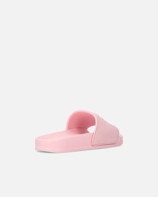 Pinko Pink Rubber Slip-On Sandals With Love Birds Maxi Logo