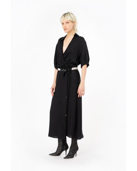 PINKO fringed wrap maxi dress - Black