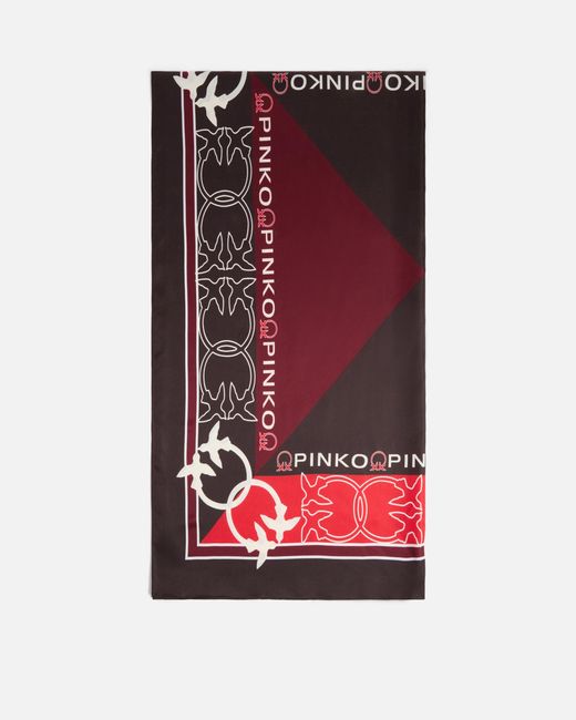 Pinko Red Two-Tone Scarf With Logos