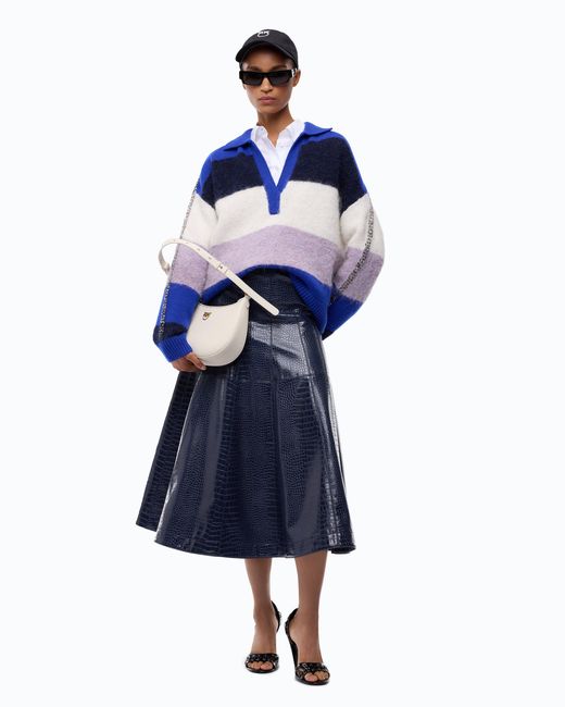 Pinko Blue Striped Alpaca-Blend Sweater