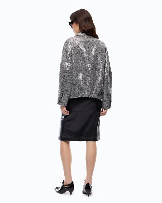 Pinko Gray Sequinned Pea Coat