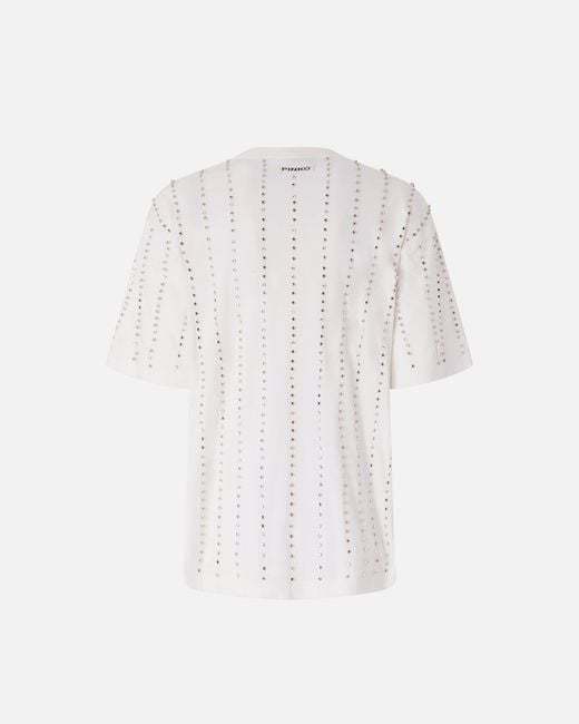 Pinko White T-Shirt With Jewel Stripes