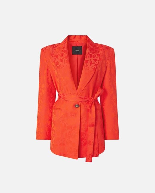 Pinko Red Floral Jacquard Kimono Jacket