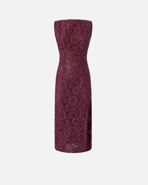 Pinko Purple Floral Lace Dress With Plunging Rear Neckline