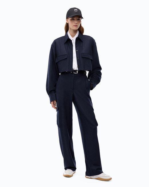 Pinko Blue Pinstriped Cropped Shirt