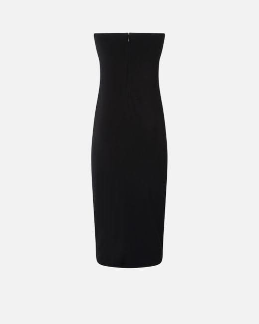 Pinko Black Evening Midi Dress With Contoured Neckline