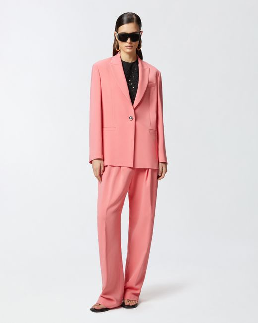 Blazer De Cady Con Botonadura Sencilla Y Botón Joya Pinko de color Pink