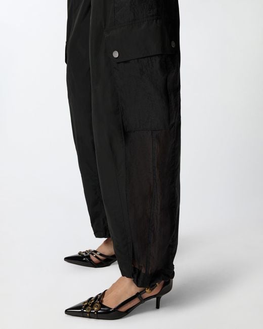 Pinko Black Workwear Trousers With Sheer Inserts