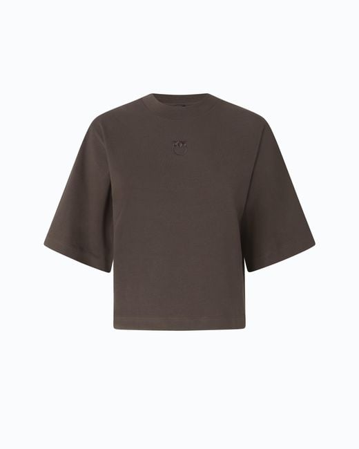 Pinko Gray T-Shirt With Wide Sleeves And Love Birds Logo