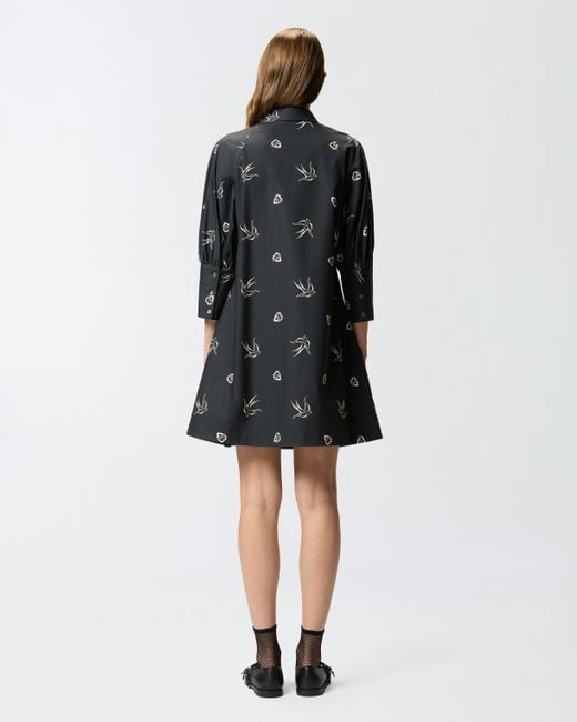 Pinko Black Short Tattoo-print Shirt Dress
